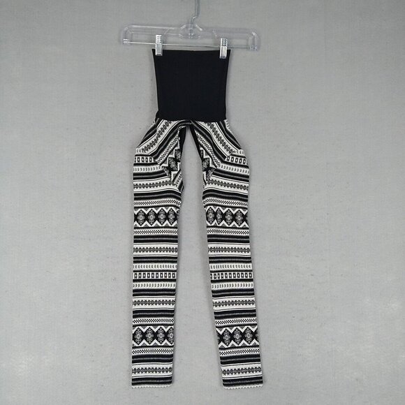 Rectangle Blanc Chaps Leggings Womens XS Black White Fair Isle Rave Festival - Picture 1 of 8